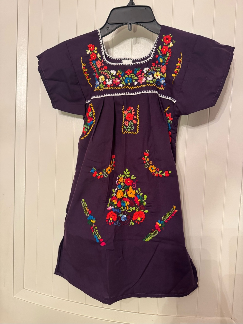 Source Unknown Purple Embroidered Floral Kids Dress